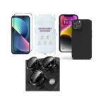 4 in 1 Combo Pack for iPhone 13 pro Max -Black (Back Cover + Camera Lens Protector + Tempered Glass + Unbreakable Film)