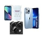 4 in 1 Combo Pack for iPhone 13 pro -Transparent (Back Cover + Camera Lens Protector + Tempered Glass + Unbreakable Film)