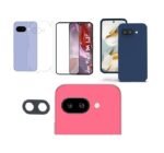 4 in 1 Combo Pack for Google Pixel 9A – Blue (Back Cover + Camera Lens Protector + Tempered Glass + Unbreakable Film)