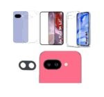 4 in 1 Combo Pack for Google Pixel 9A – Transparent (Back Cover + Camera Lens Protector + Tempered Glass + Unbreakable Film)