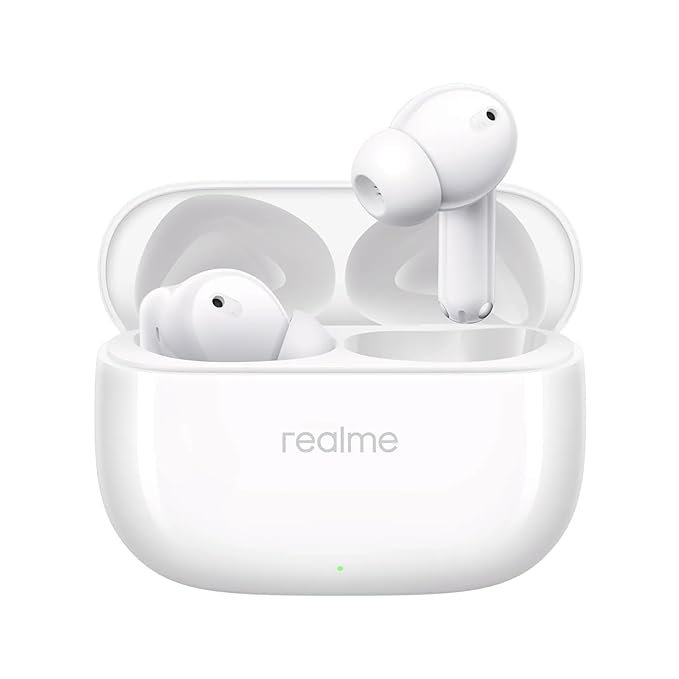 realme Buds T310 Truly Wireless in Ear Earbuds with 46dB Hybrid ANC, 360° Spatial Audio, 12.4mm Dynamic Bass Driver, Upto 40Hrs Battery and Fast Charging (Agile White)
