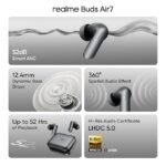 realme Earbuds Air 7 True Wireless,12.4mm Dynamic Bass Drivers,52Hrs Playtime,52dB Hybrid ANC,6 Mic ENC,45ms Low Latency,360° Spatial Audio,Hi-Res LHDC,IP55 Dust & Water Resistant,BT v5.4 (SlateGrey)