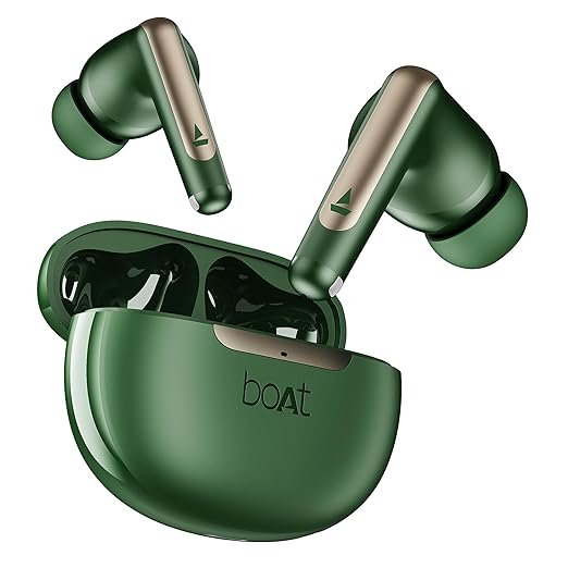 boAt Airdopes 141 Elite ANC (2025), ANC(~35dB), 4Mics ENx Tech, 42H Battery, Fast Charge,Stream Ad Free Music via App Support, IPX5, Bluetooth Earbuds, TWS Ear Buds Wireless Earphones with mic (Green)