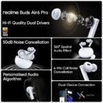 realme in Ear Buds Air 6 Pro with Dual Drivers (11Mm+6Mmtweeter), 40 Hours Play Time, Fast Charge, 50 Db ANC, Lhdc 5.0, 55Ms Low Latency, 360° Spatial Audio, Ip55 Dust & Water Resistant, Bt V5.3 (Silver Blue)