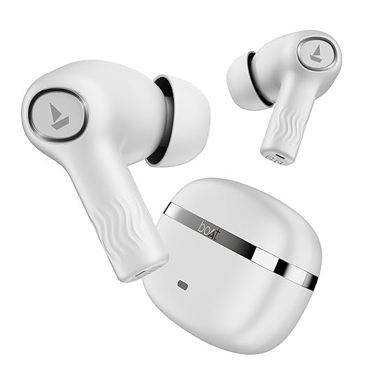 Boat Nirvana Ion, 120HRS Battery, Crystal Bionic Sound w/Dual EQ Modes, 4Mics ENx, App Support, Low Latency, IPX4, v.5.2 Bluetooth Earbuds, TWS Ear Buds Wireless Earphones with mic (White)