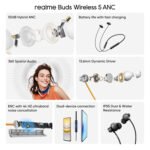 realme Buds Wireless 5 ANC in Ear Bluetooth Headphones,50dB ANC, 13.6mm Dynamic Bass Driver,360° Spatial Audio,45ms Low
