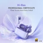 realme Buds T200 True Wireless Earbuds with Hi-Res Audio, 12.4mm Dynamic Bass Drivers, 32 dB ANC, Quad Mic, 45ms Latency, Upto 50 Hrs Playback, Fast Charge, IP55 Rated, BT 5.4 (Dreamy Purple)