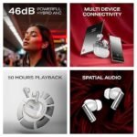 boAt Airdopes Prime 701 ANC (2025 Launch),46dB Hybrid ANC, 50Hr Battery, Real Spatial Audio,Multidevice Connect,App Support, Bluetooth Earbuds, TWS Ear Buds Wireless Earphones with mic (White)