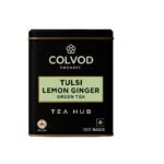 Colvod Organic India Tulsi Green Tea Lemon Ginger - 100 Tea bags, Herbal Blend with Green-Tea, Tulsi, Lemon & Ginger, Supports Digestion, Refreshing Taste, Natural Ingredients