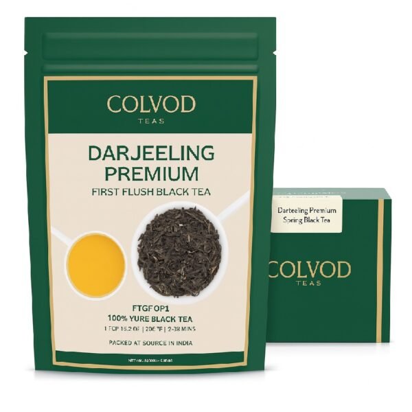Colvod First Flush Darjeeling Tea - (250g) | Loose Leaf Black Tea - Flowery, Aromatic & Delicious | Champagne Of Teas | Mellow & Fragrant | Direct From India | Vacuum Sealed