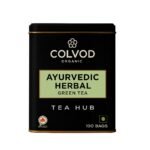 Colvod Ayurvedic Herbal Green Tea | Green Tea with Turmeric, Ashwagandha, Giloy, Amla & Mint | Immunity Booster, Antioxidant-Rich, Detox & Digestive Support | 100 Tea Bags