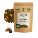 Colvod-Turmeric Ginger Tea (50Bag,100Bag,250gm,500gm) Caffeine Free, Non GMO, Gluten Free | Pure Turmeric Tea with Ginger - Savory & Spicy | Plant based Pyramid Teabags | Direct from Source