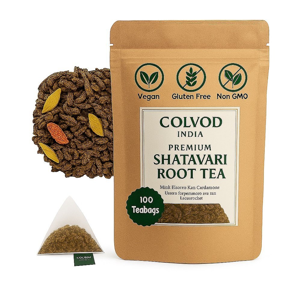 Colvod - Shatavari root Tea (50bag,100bag,250gm,500gm) | Cut & Sifted for Herbal Tea | Organic Asparagus Racemosus from India| Premium Naturally Dried Shatavari root