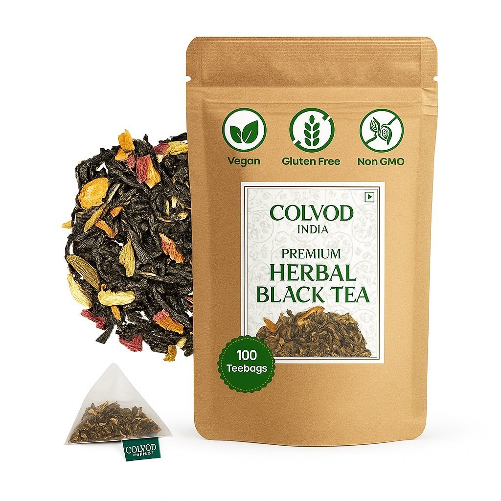 colvod-  Herbal Black Root Tea - Relieves Headache - Eases PMS - Pure & Natural - Luxury Herbal black Tea ( 50bag,100bag,250gm,500gm))