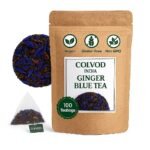 COLVOD- GINGER BLUE TEA - Butterfly Pea Flower Ginger Tea - 50 Tea Bags -100 Tea Bags - 250gm- 500gm | Aparajita - Shankhpushpi | Flower Based - Herbal Tea - Caffeine Free - Detox Tea - Non Bitter - Non-GMO | Premium Zipper Pack