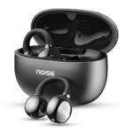 Noise Air Clips Open-Ear Wireless Earbuds | Chrome Finish | AirWave™ Technology | 40H Playtime | Quad Mic ENC | Dual Pairing | BT 5.4 (Pearl Black)