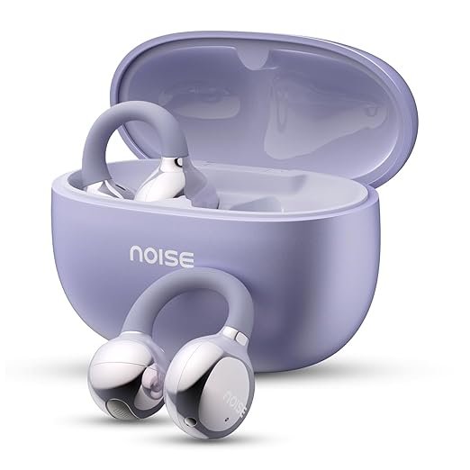 Noise Air Clips Open-Ear Wireless Earbuds | Chrome Finish | AirWave™ Technology | 40H Playtime | Quad Mic ENC | Dual  Pairing | BT 5.4 (Pearl Purple)