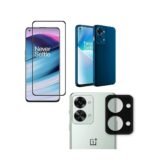 OnePlus Nord 2T 5G Silicone Back Cover Case Blue |  3-in-1 Combo (Tempered Glass & Camera Lens)
