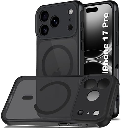 iPhone 17 Pro Compatible with MagSafe | Shockproof Design | Camera Protection Module | Hard Back Cover Case (PC & TPU, Frost Black)