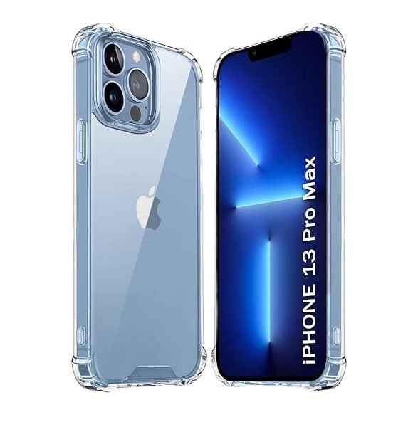 Ultra-Hybrid Shockproof Back Cover Case for iPhone 13 Pro Max | Camera Protection Bump | Hard Back Cover (PC & TPU, Transparent)