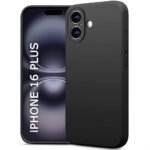 Silicone Back Cover Case for iPhone 16 Plus | Soft Micro-Fibre Lining Inside | Camera Protection Bump | Shockproof Back Cover (Silicone, Black)