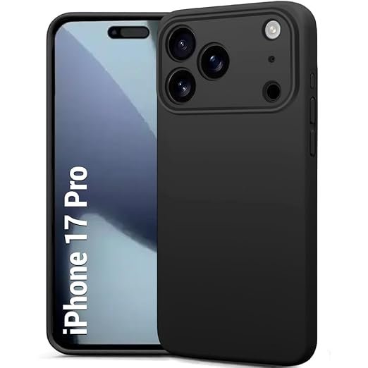Silicone Back Cover Case for iPhone 17 Pro | Soft Micro-Fibre Lining Inside | Camera Protection Bump | Shockproof Back Cover (Silicone, Black)