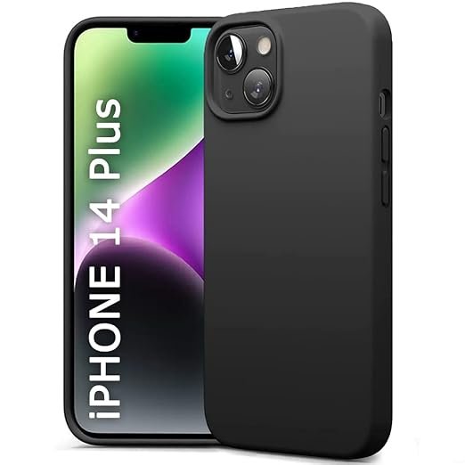 Silicone Back Cover Case for iPhone 14 Plus | Soft Micro-Fibre Lining Inside | Camera Protection Bump | Shockproof Back Cover (Silicone, Black)