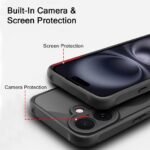 Silicone Back Cover Case for iPhone 16 | Soft Micro-Fibre Lining Inside | Camera Protection Bump | Shockproof Back Cover (Silicone, MagSafe Compatible, Black)