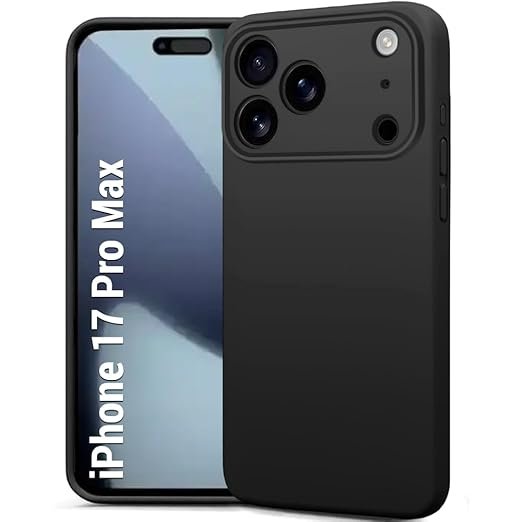 Silicone Back Cover Case for iPhone 17 Pro Max | Soft Micro-Fibre Lining Inside | Camera Protection Bump | Shockproof Back Cover (Silicone, Black)
