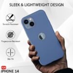 Silicone Back Cover Case for iPhone 14 | Soft Micro-Fibre Lining Inside | Camera Protection Bump | Shockproof Back Cover (Silicone, Blue)- Logo