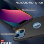 iPhone 13 | Slim Fit Protective Design | Ultra Matte Finish | Camera Protection Bump | Soft Silicon Back Cover (Silicone, Black)- Logo