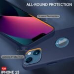 iPhone 13 | Slim Fit Protective Design | Ultra Matte Finish | Camera Protection Bump | Soft Silicon Back Cover (Silicone, Blue)- Logo