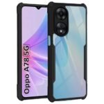 Omt Shockproof Clear Case for Oppo A78 5G | Black Bumper