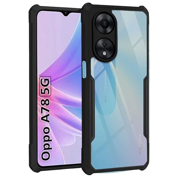 Omt Shockproof Clear Case for Oppo A78 5G | Black Bumper