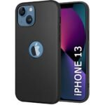 iPhone 13 | Slim Fit Protective Design | Ultra Matte Finish | Camera Protection Bump | Soft Silicon Back Cover (Silicone, Black)- Logo