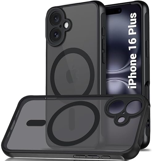 iPhone 16 Plus Compatible with MagSafe | Shockproof Design | Camera Protection Module | Hard Back Cover Case (PC & TPU, Frost Black)