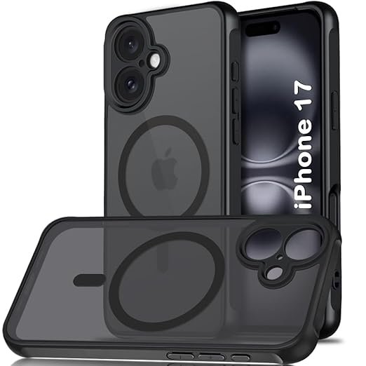 Matte Frosted Back Cover Case for iPhone 17 | MagSafe Compatible | Shockproof PC+TPU | Camera Protection (Frost Black)