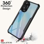 Omt Shockproof Clear Case for Oppo A78 5G | Black Bumper