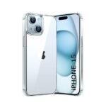 Ultra-Hybrid Shockproof Back Cover Case for iPhone 15 | Camera Protection Bump | Hard Back Cover (PC & TPU, Crystal Clear Back, Transparent Sides)