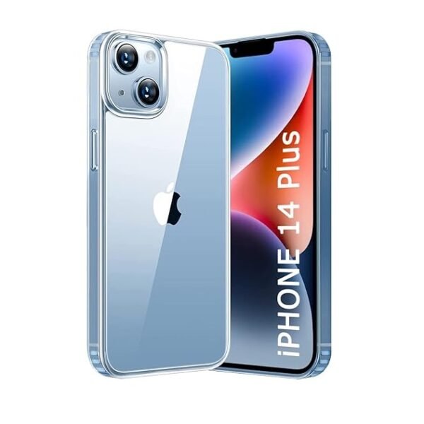 Ultra-Hybrid Crystal Clear Back Case Cover for iPhone 14 Plus | Shockproof Design | Camera Protection Bump | Hard Clear Back (PC, TPU | Transparent)