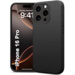 iPhone 16 Pro | Soft Micro-Fibre Lining Inside | Camera Protection Bump | Shockproof Back Cover (Silicone, Black)