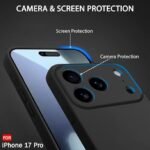 Silicone Back Cover Case for iPhone 17 Pro | Soft Micro-Fibre Lining Inside | Camera Protection Bump | Shockproof Back Cover (Silicone, Black)