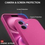Silicone Back Cover Case for iPhone 16 Plus | Soft Micro-Fibre Lining Inside | Camera Protection Bump | Shockproof Back Cover (Silicone, Pink)