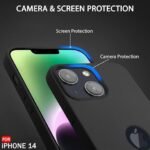 Silicone Back Cover Case for iPhone 14 | Soft Micro-Fibre Lining Inside | Camera Protection Bump | Shockproof Back Cover (Silicone, Black)- Logo