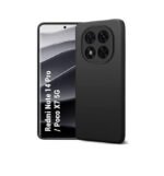 Mi Redmi Note 14 Pro 5G / Poco X7 5G - Silicone Black Back Cover Case | 3-in-1 Combo (Tempered Glass & Camera Lens)