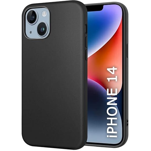 Silicone Back Cover Case for iPhone 14 | Soft Micro-Fibre Lining Inside | Camera Protection Bump | Shockproof Back Cover (Silicone, Black)