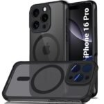 iPhone 16 Pro Compatible with MagSafe | Shockproof Design | Camera Protection | Hard Back Cover Case (PC & TPU, Frost Black)