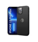iPhone 13 Pro Max Back Cover Case | Slim Fit Protective Design | Camera Protection Bump | Soft Silicon Back Cover (Silicone, Black)-Logo