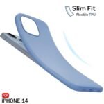 Silicone Back Cover Case for iPhone 14 | Soft Micro-Fibre Lining Inside | Camera Protection Bump | Shockproof Back Cover (Silicone, Blue)- Logo
