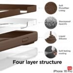 iPhone 16 Pro | Soft Micro-Fibre Lining Inside | Camera Protection Bump | Shockproof Back Cover (Silicone, Logo Hole, Brown)